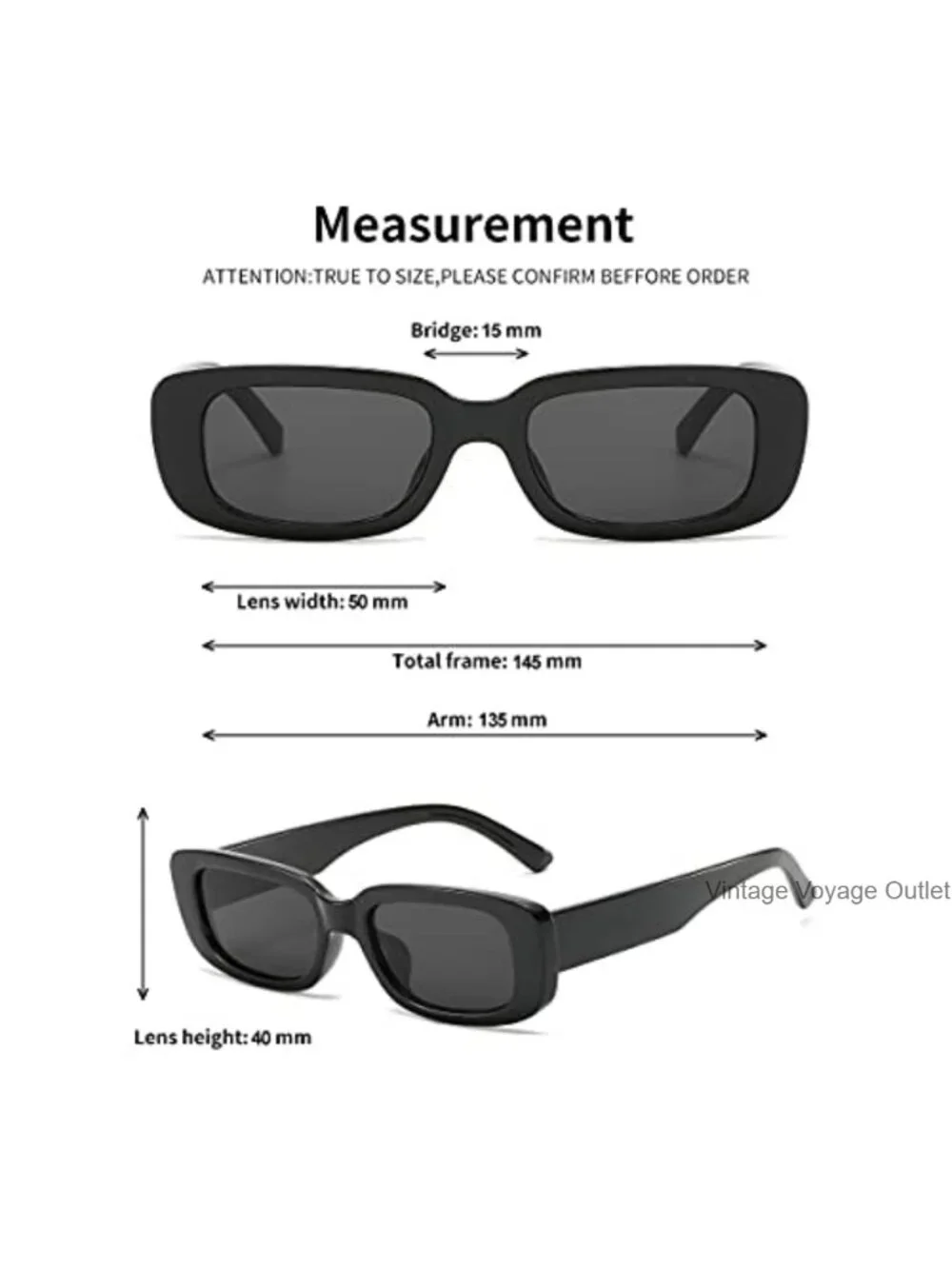 Rectangular Sunglasses UV400 Protection Retro Square Frame Eyewear